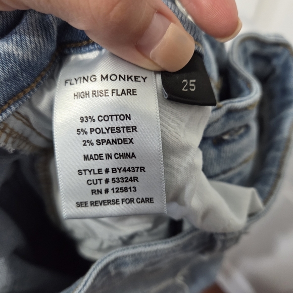 Flying Monkey Light Wash High Rise Flare Stretch jeans size 25 Boho Western - Picture 13 of 15